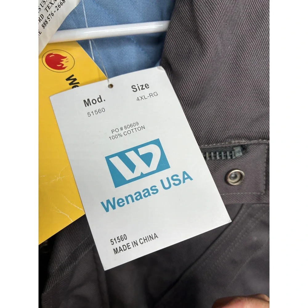 Wenaas Antiflame FR Jacket Mens 4XL Gray HRC 2 NFPA 70E Flame Resistant Workwear